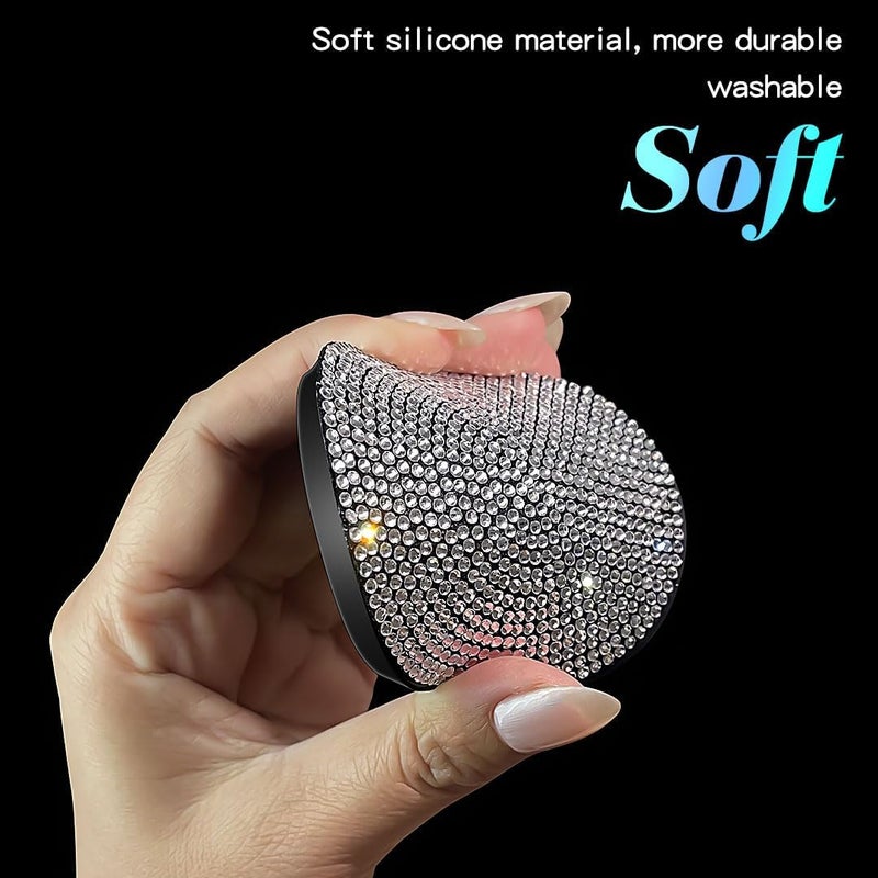 Murimt 2 PCS Universal Vehicle Bling Cup Holder Insert Coaster Car Interior Accessories,2.75 inch Silicone Anti Slip Crystal Rhinestone Car Coaster(White) - Image 4